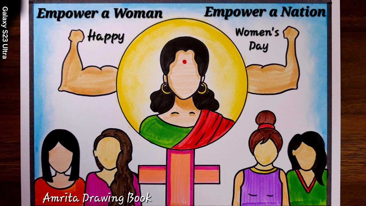 International Women's Day Drawing easy, Women's Equality poster drawing, Poster on Women Empowerment