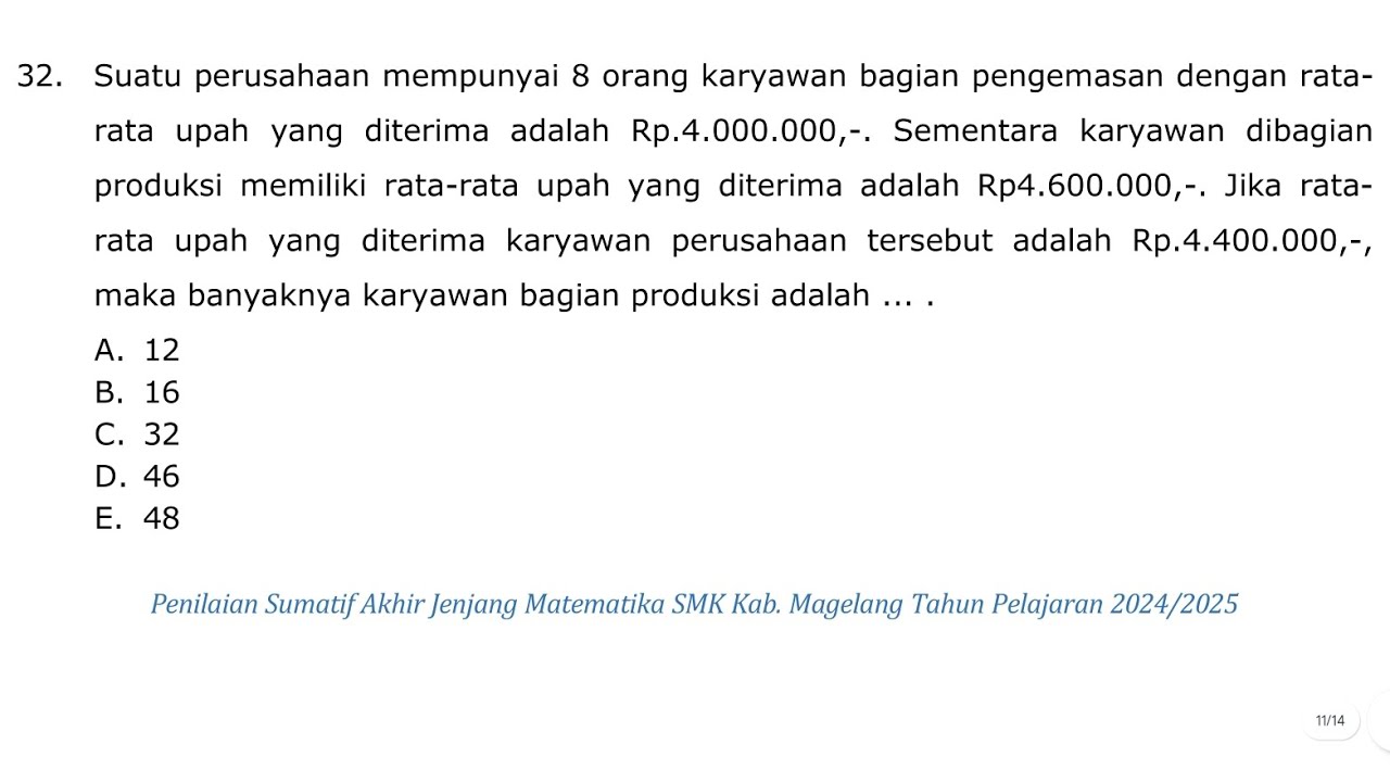 LATSOL PSAJ MATEMATIKA SMK (KISI-KISI NOMOR 32)
