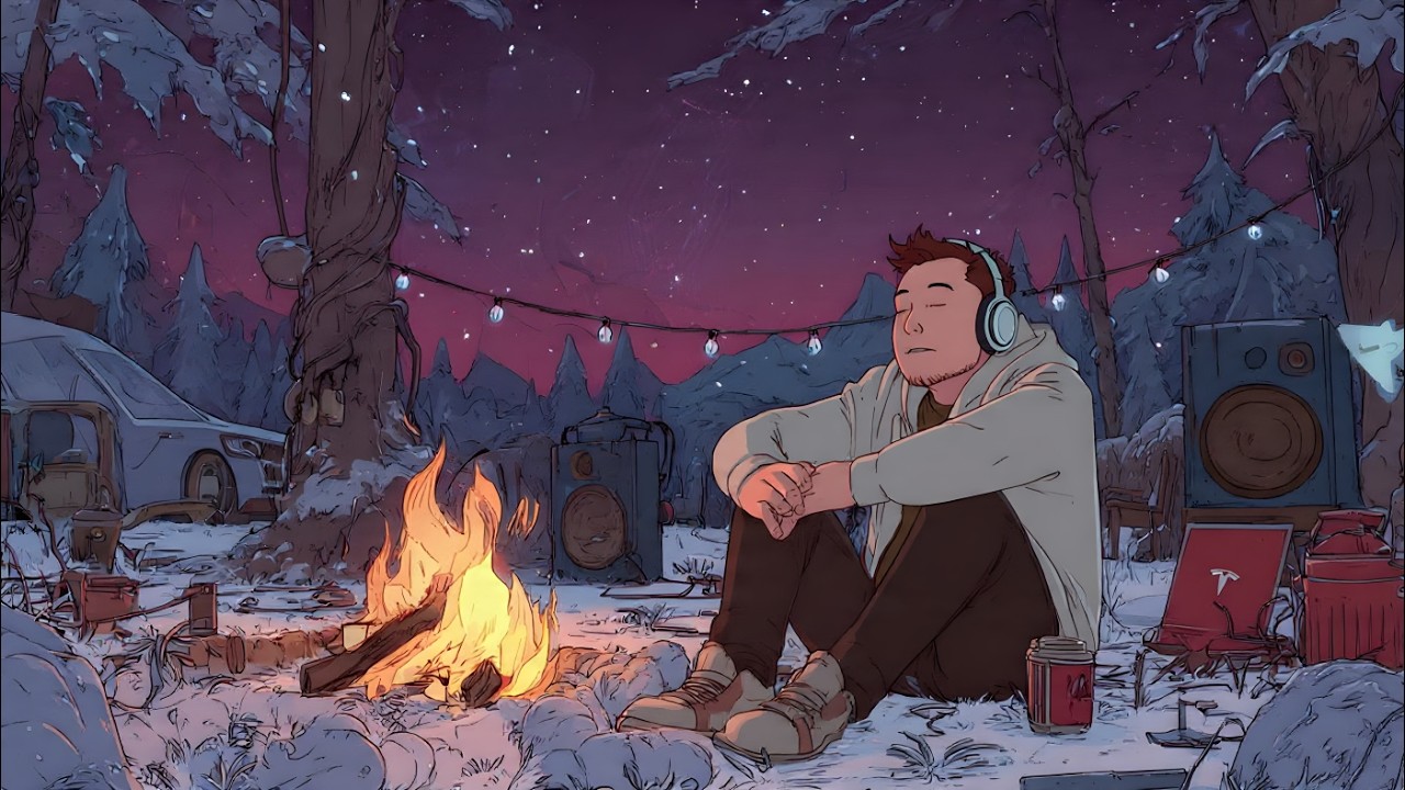 Cozy Campfire Lofi Beats 🔥l Relaxing Guitar Lofi Vibes With Elon Musk Lofi