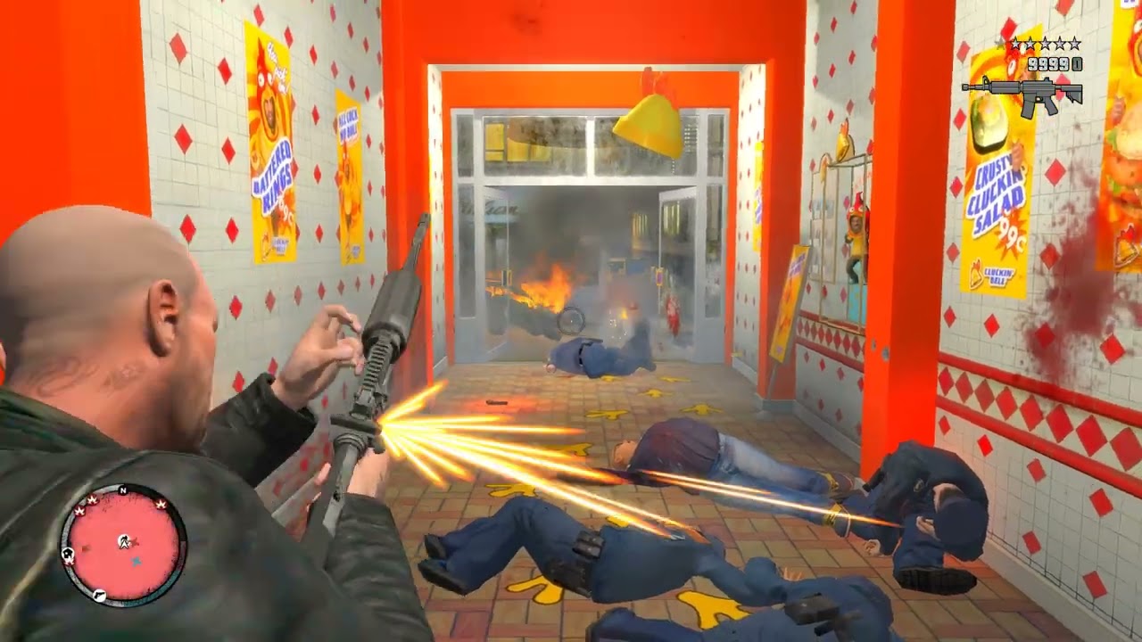 GTA 4 TLAD | Cluckin' Bell In Cerveza Heights Shootout + 6 Star Escape