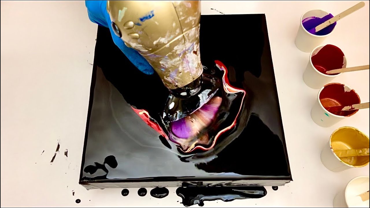 🌹 Vibrant Red ✨ and Purple Flower Bloom ~ Acrylic Pouring | Fluid Art