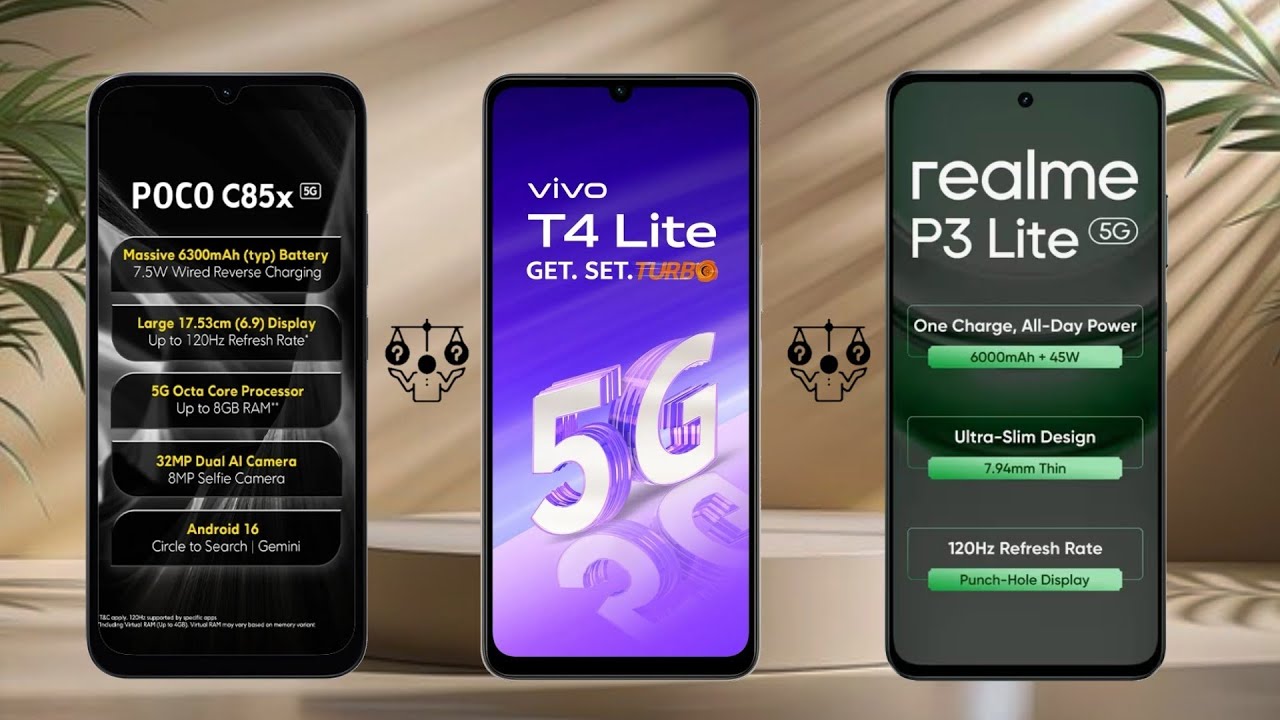 Poco C85x Vs ViVO T4 Lite Vs Realme P3 Lite 