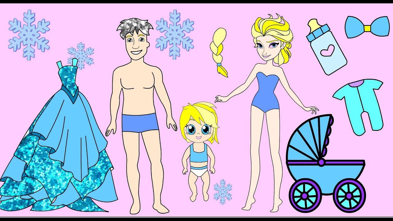 Frozen  Princess Elsa Family-Paper Doll house- Dressing up dolls