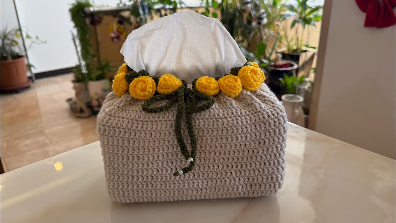 حياكة كروشية حافظة مناديل crochet tissue bag