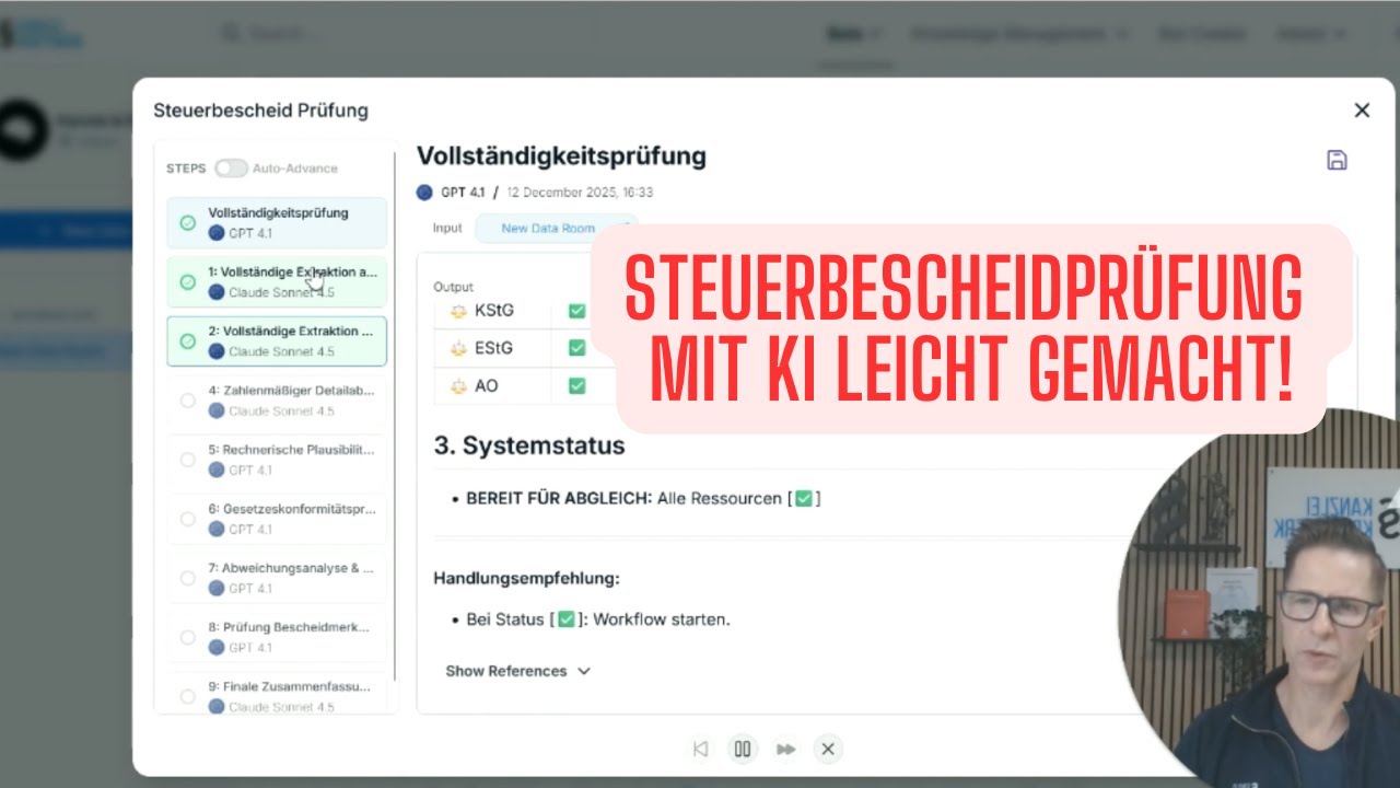 Steuerbescheidprüfung mit KI gestützten Prozess