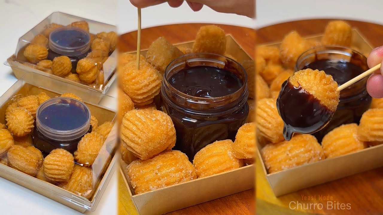 CHURRO BITES | Bite size Churros with Chocolate Sauce | No Bake Recipe