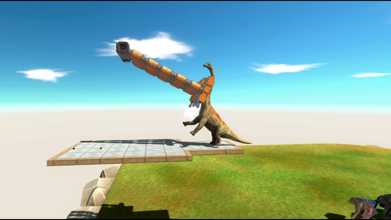 T-Rex Gets Crushed by Massive Cylindrical Weapon!