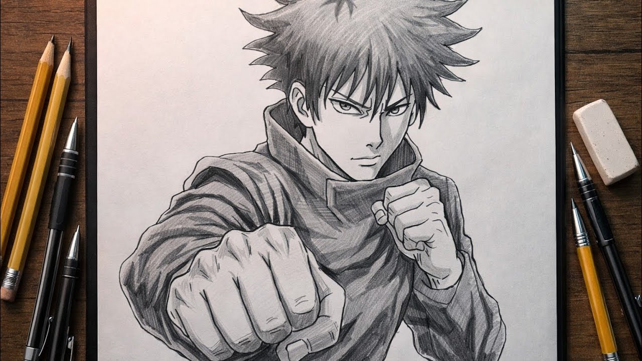 How to draw Megumi from Jujutsu Kaisen || Megumi drawing step by step || Easy anime drawing
