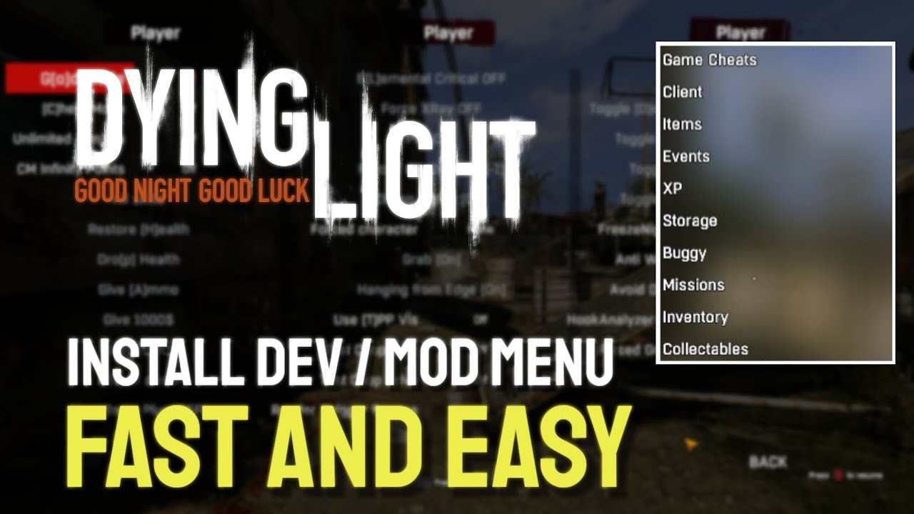 Dying Light - Dev/Mod Menu | Fast & Easy Installation (2023)