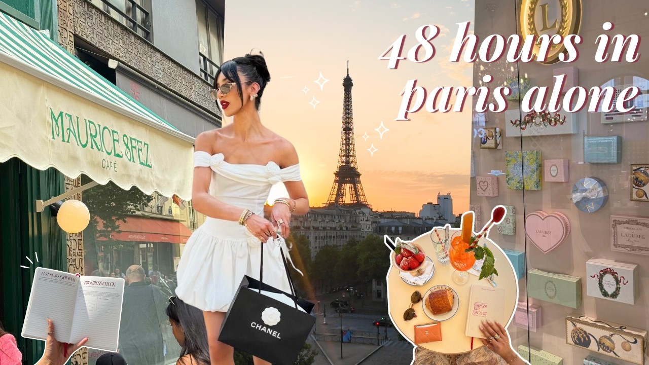 48 hours in paris ALONE🇫🇷 | eiffel tower views, aesthetic cafes, luxury shopping, & exploring