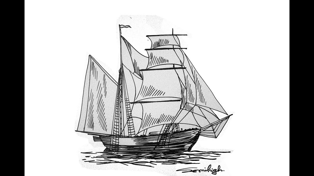 How to Draw Pirate Ships Full Pen Drawing | Very Easy Drawing