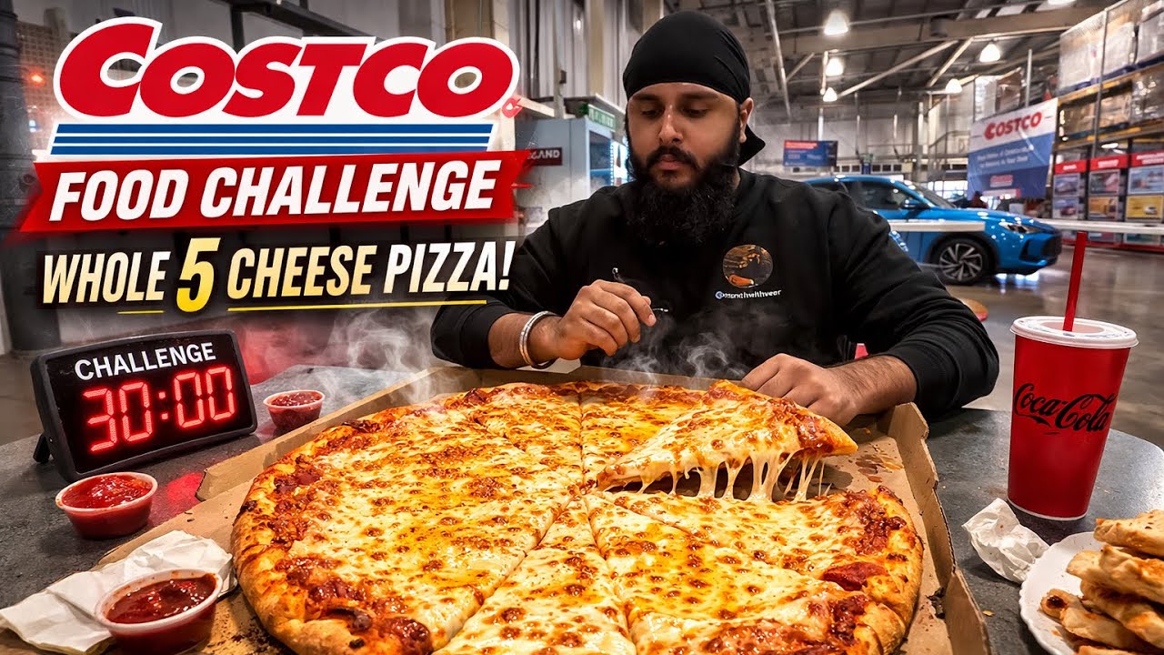 WHOLE Costco Pizza Challenge 🍕 | 5 CHEESE‼️