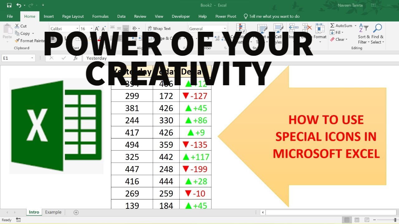 How to use special icon in Microsoft Excel