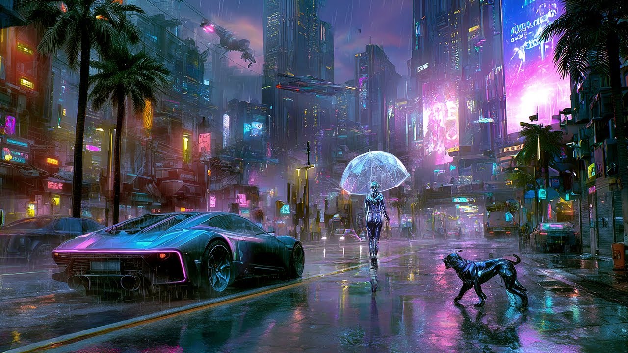 Night City Walk ✧ Cyberpunk Neon Rain Ambience | Dreamy Synthwave Vibes | Sleep ✧ Chill ✧ Relax