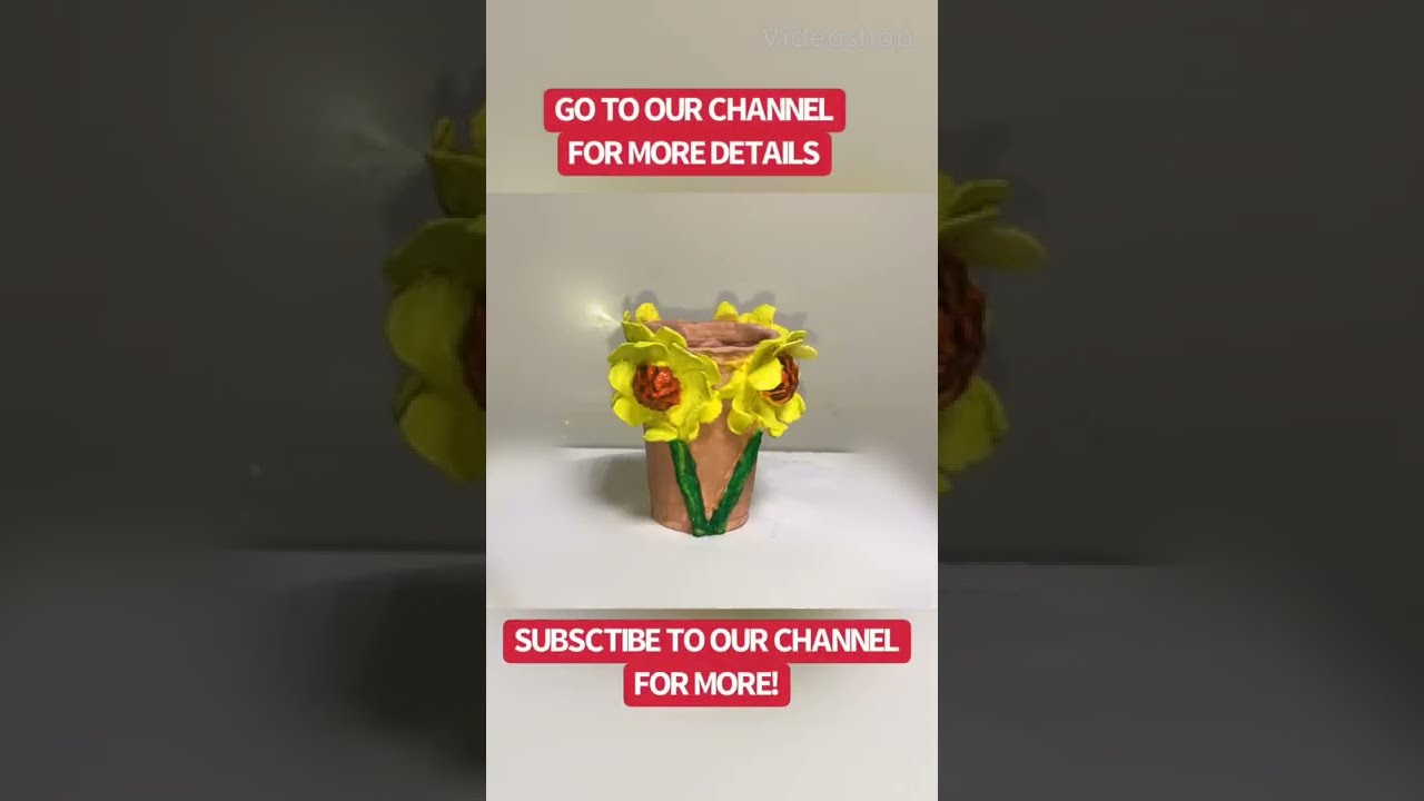 How to make flower vase from plastic cup | Cement pottery making#short #shorts