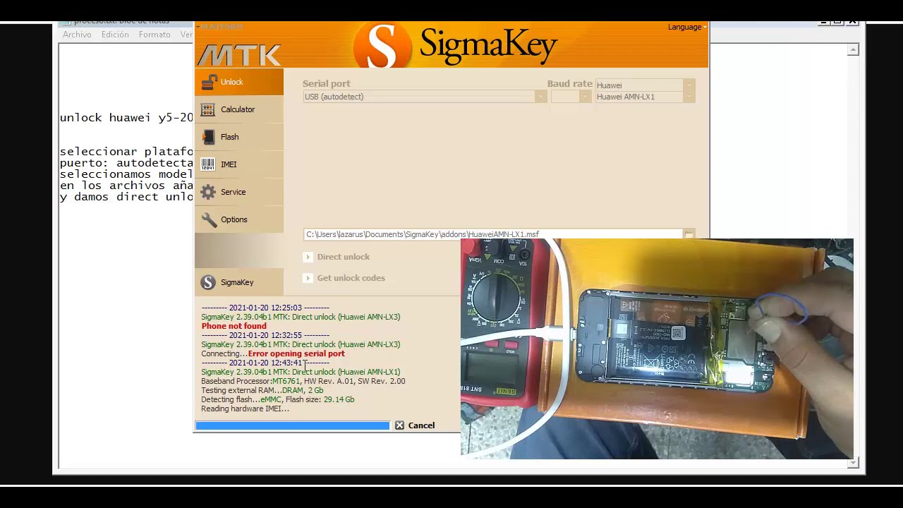 Unock free huawei AMN-LX3  Y5-2019 Test point y Sigma key