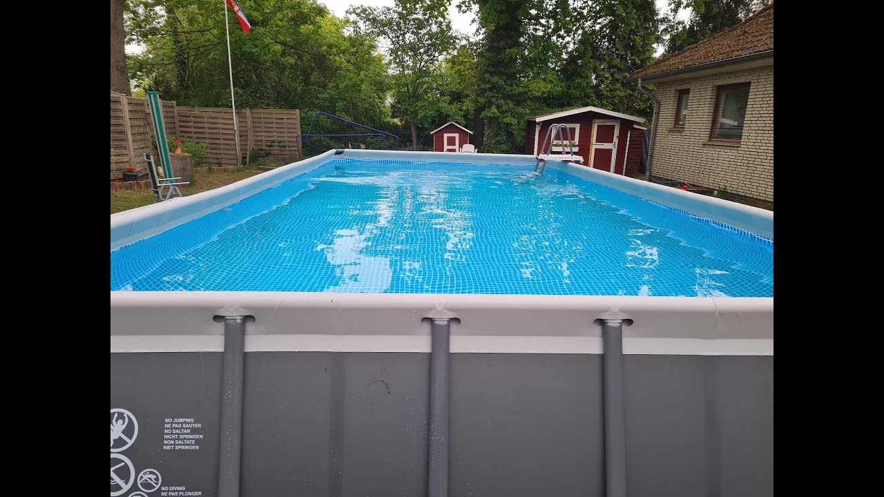 Aufbau Intex Pool 733x366x132 mit Salzwasseranlage