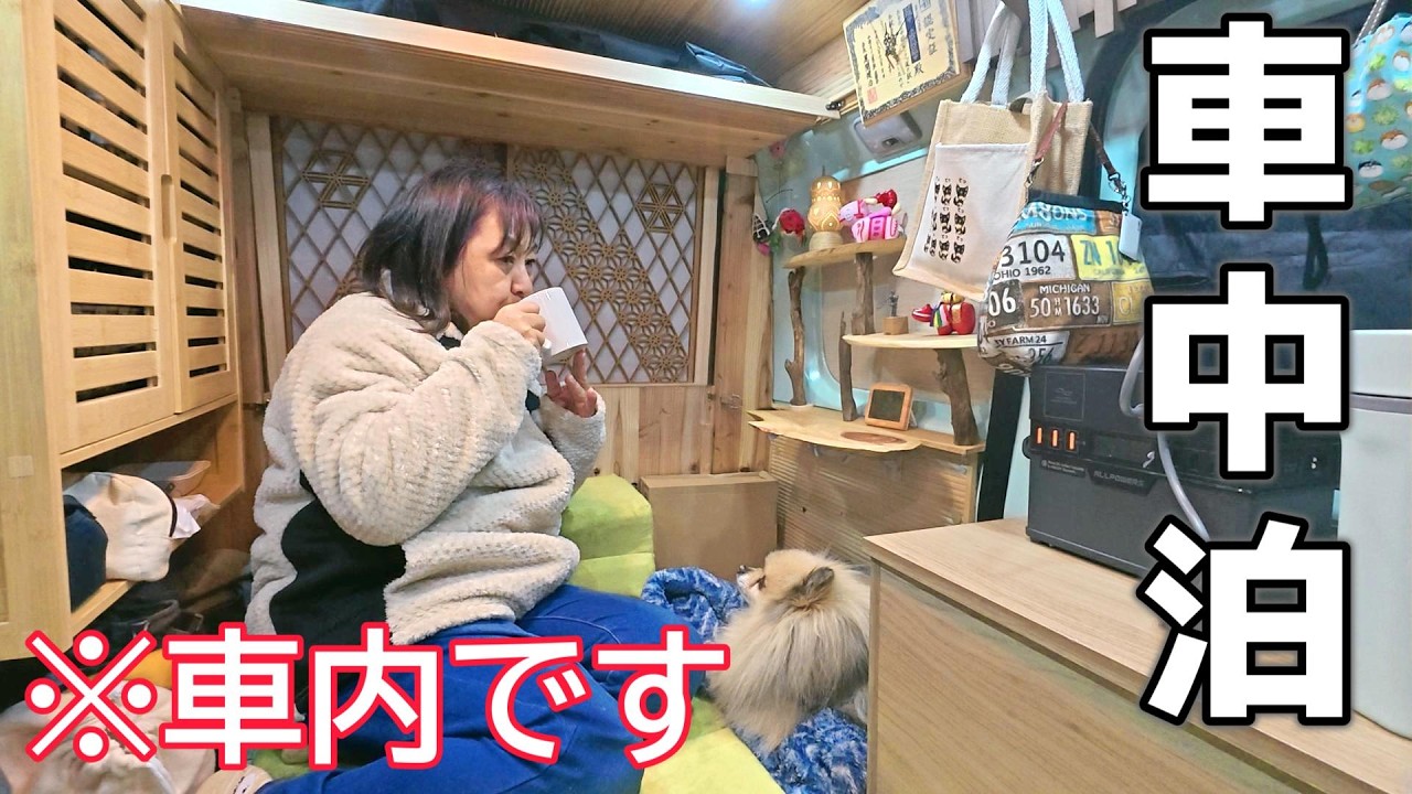 【60歳主婦】DIYした軽バンでオフ会に参加してみたひとりといっぴき