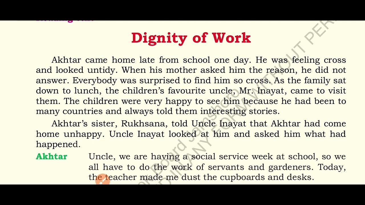 Dignity Of Work part I||Class 10 English Dignity Of Work||