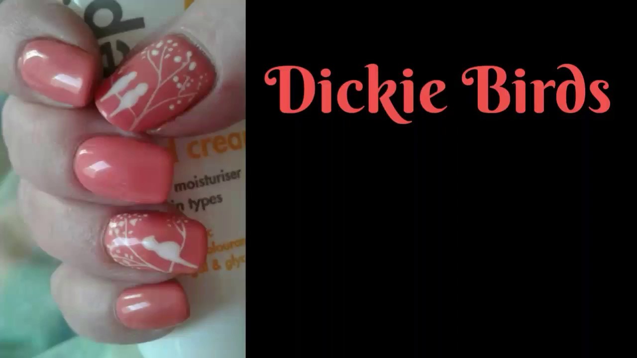 Gel Nails with hand painted Dickie Birds