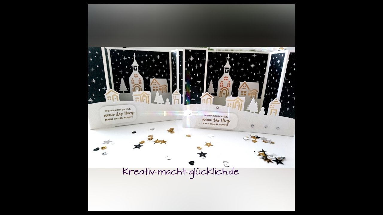3D-Karte mit dem Winterstädtchen aus dem Set Weihnachten daheim von Stamin`Up!