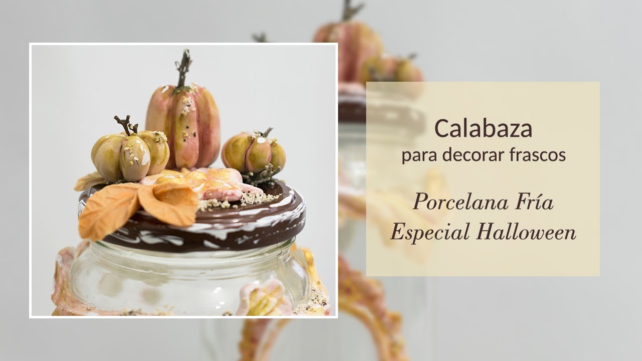 Calabaza para decorar frascos en Porcelana DIY - Especial halloween - elarcademeyde