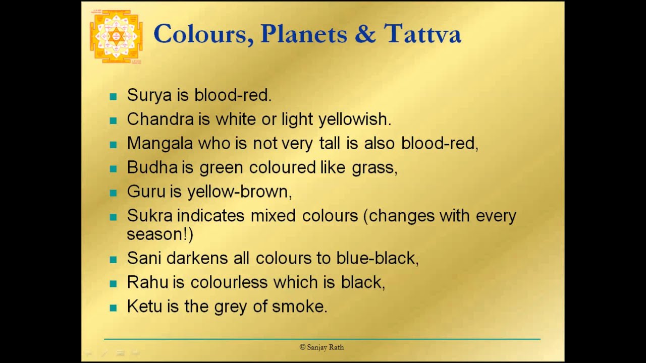 Graha Colours, planets and Tattva - Navagraha02-s11