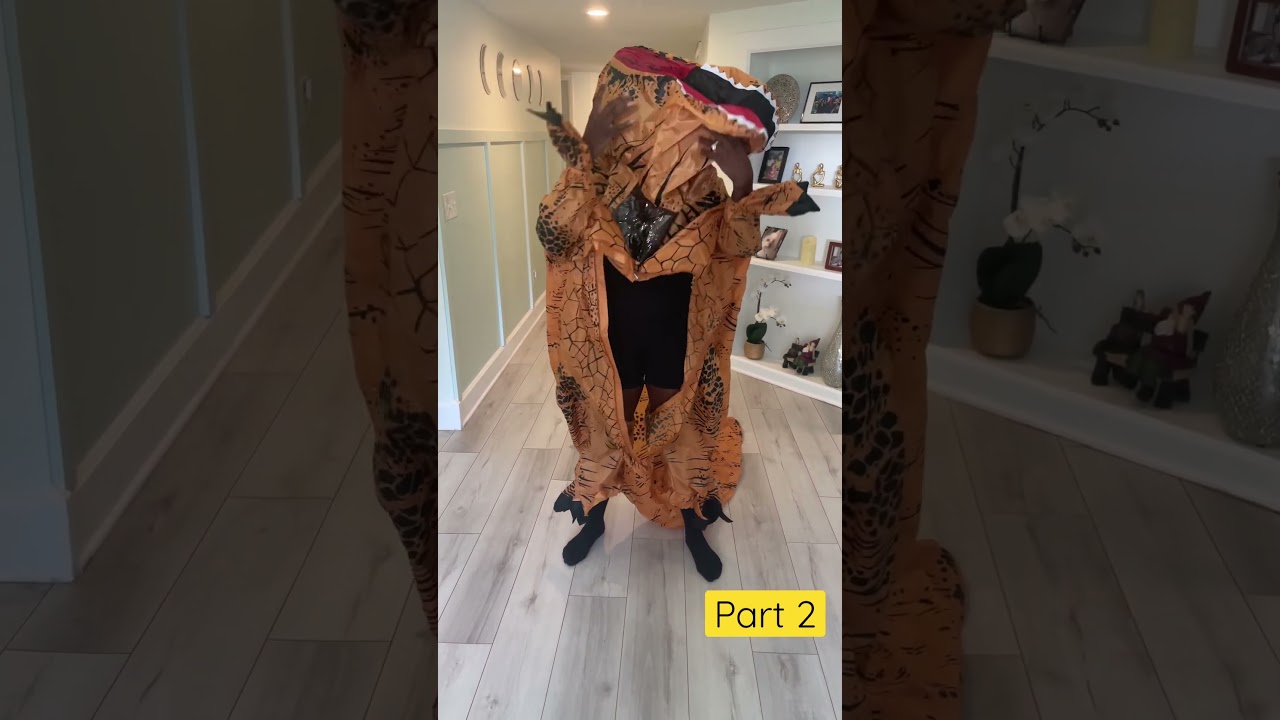 How to put on an inflatable costume! 🦖 Part 2