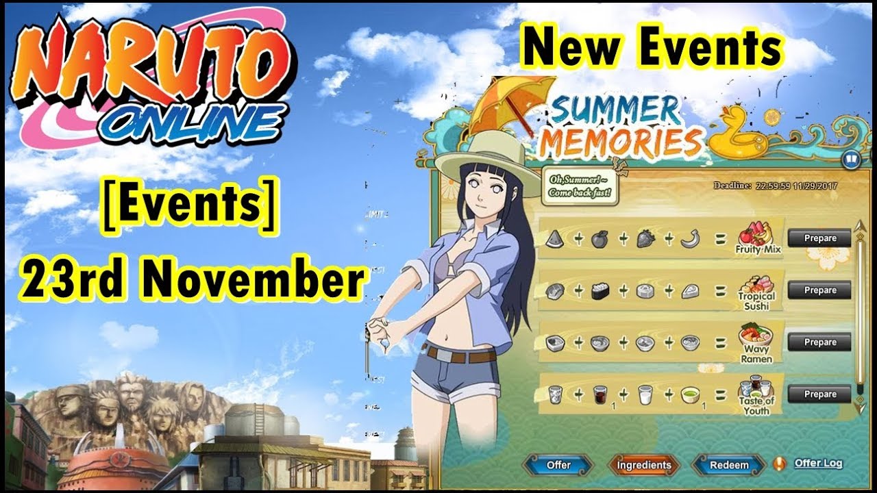 Naruto Online: Events 23rd November | New Events Summer Memories & Summer Badge Pack