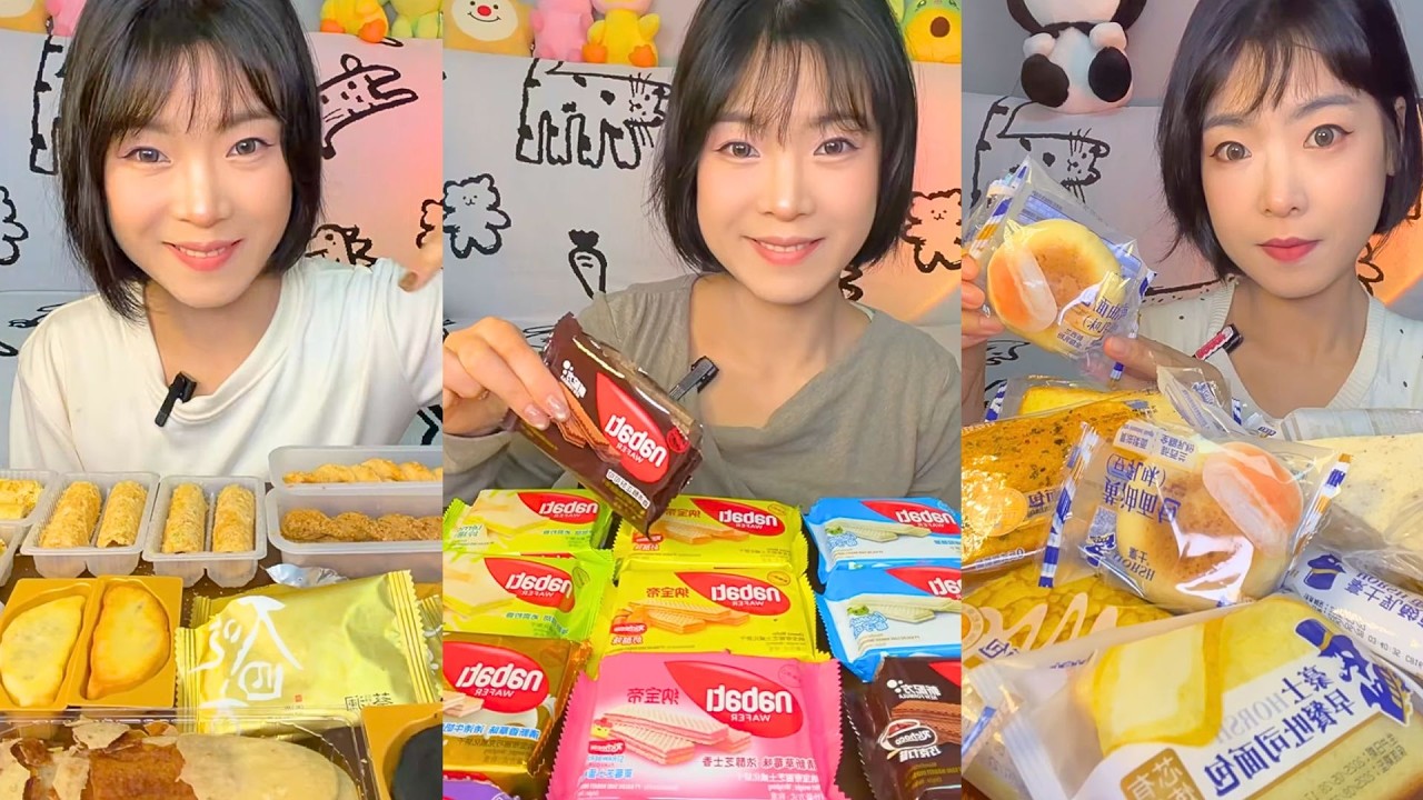Colorful Snack Cake Feast with Wafers and Soft Desserts