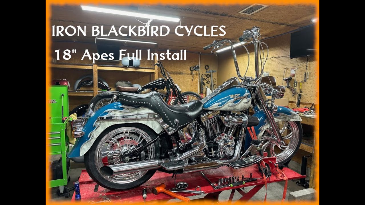 Как установить и подключить 18-дюймовые подвески Ape Hangers на Harley Heritage Softail | Полное ...