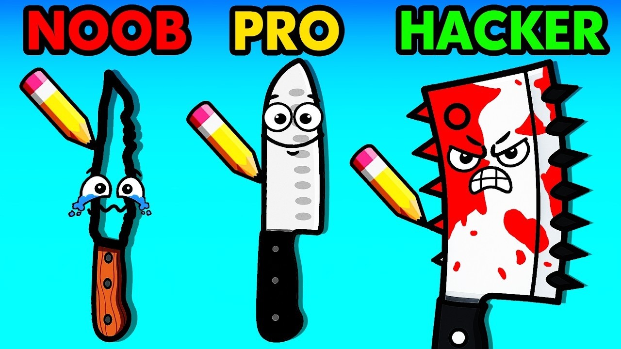 Dibujando CUCHILLOS NOOB vs PRO vs HACKER