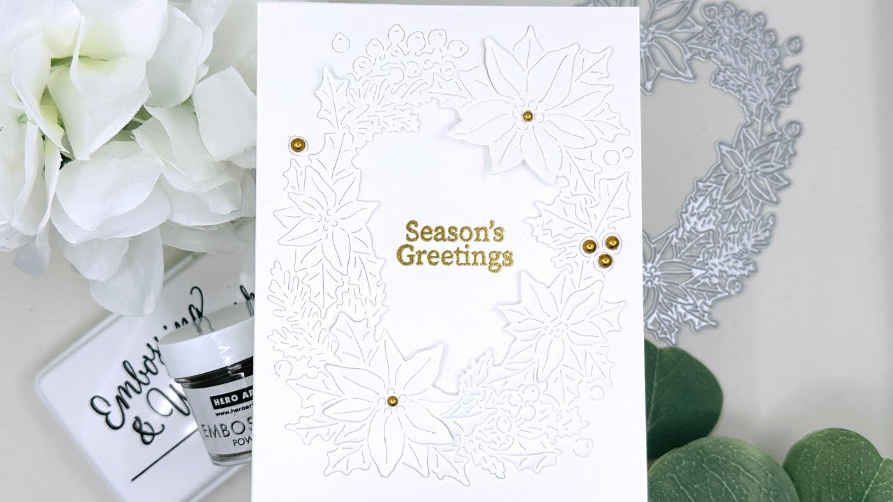 Crisp White Poinsettia Card