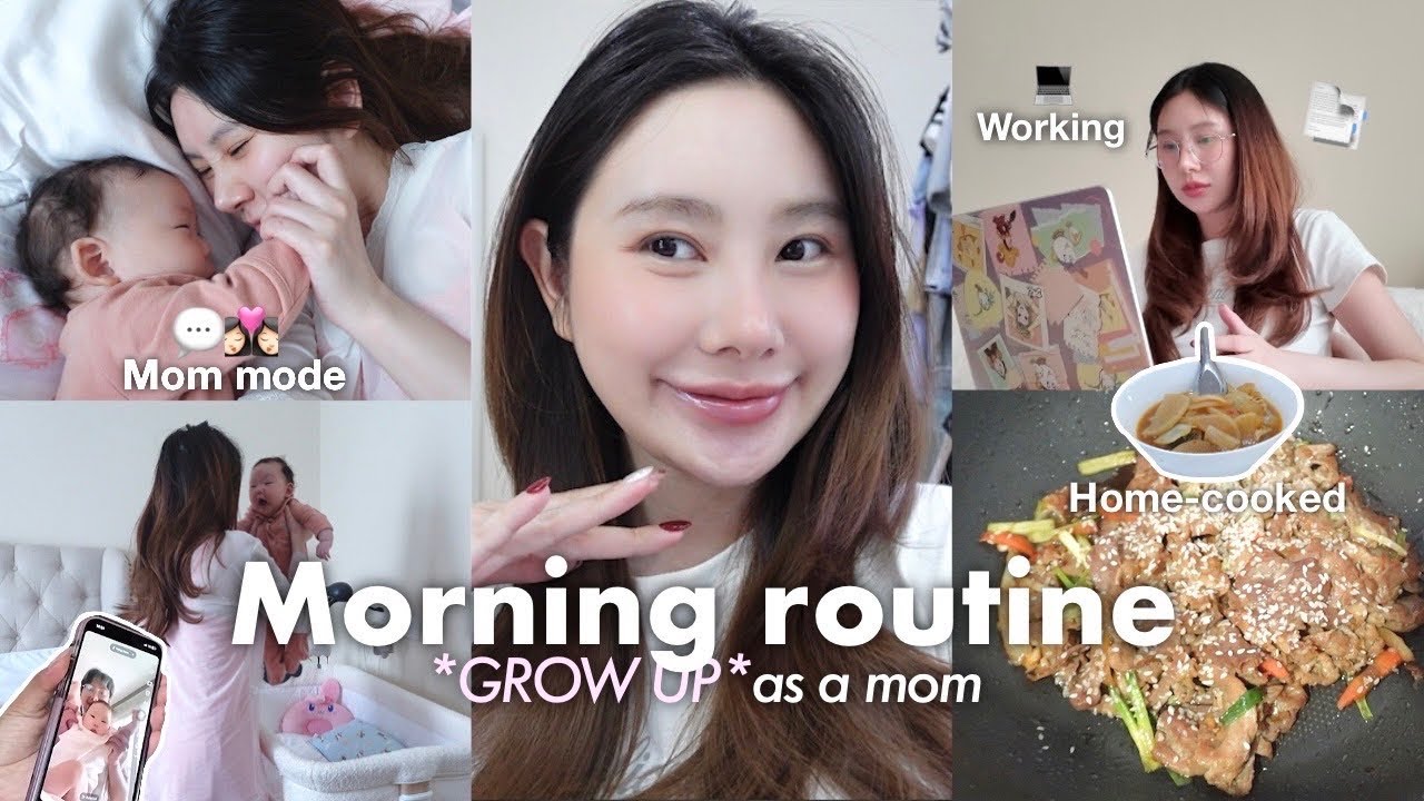 Morning Glow Up Routine⋆.𐙚 ̊ |Mom Life work life balance, skincare routine,home cooked 