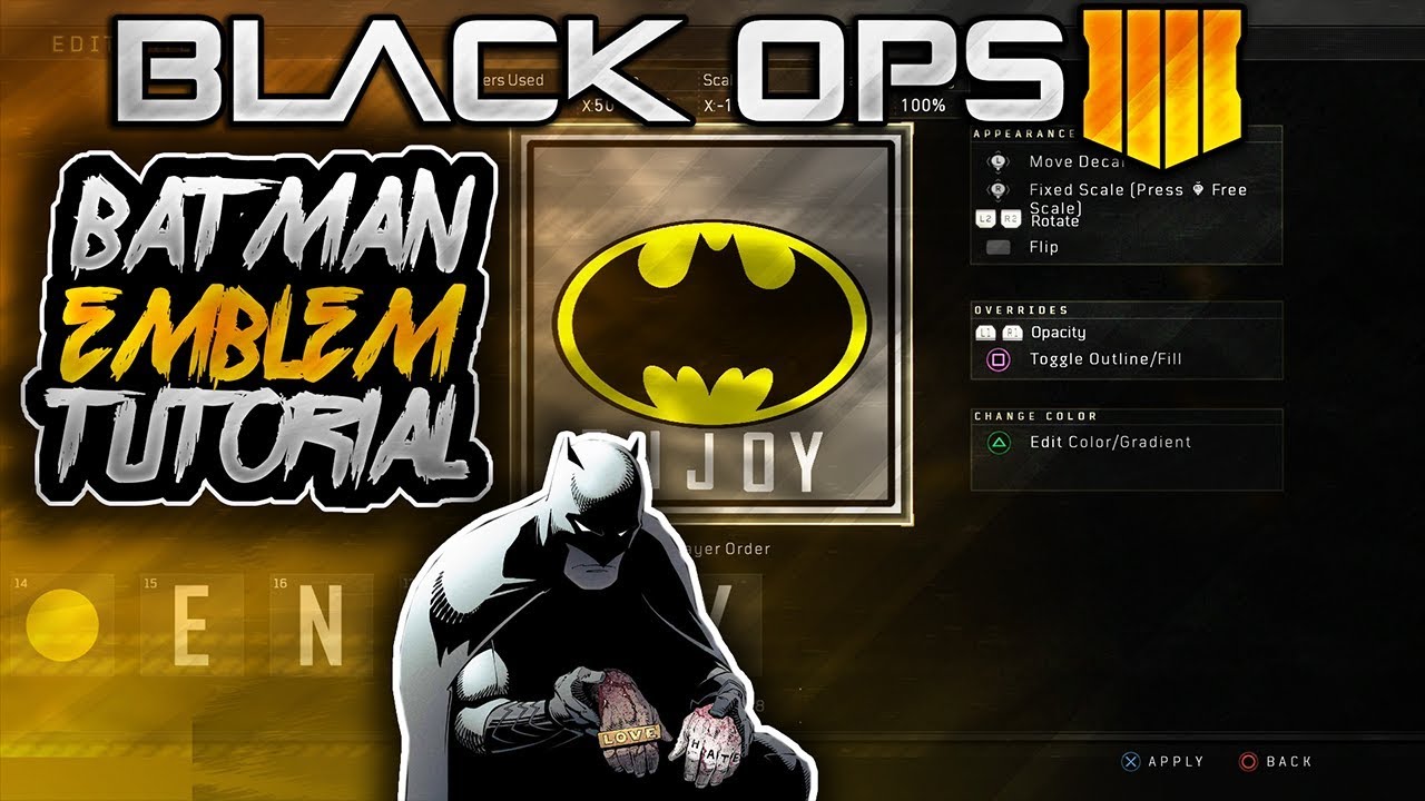 ''BATMAN EMBLEM TUTORIAL'' BLACK OPS 4 BATMAN EMBLEM TUTORIAL (COD BO4 EMBLEM TUTORIAL)