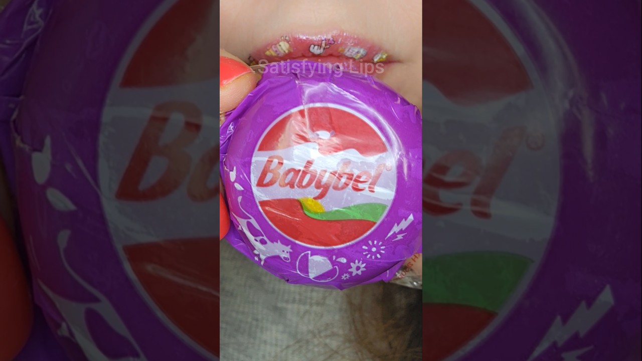 ASMR Satisfying Eating Purple Babybel Cheese 💜🧀 #asmr #cheese #satisfyingsounds
