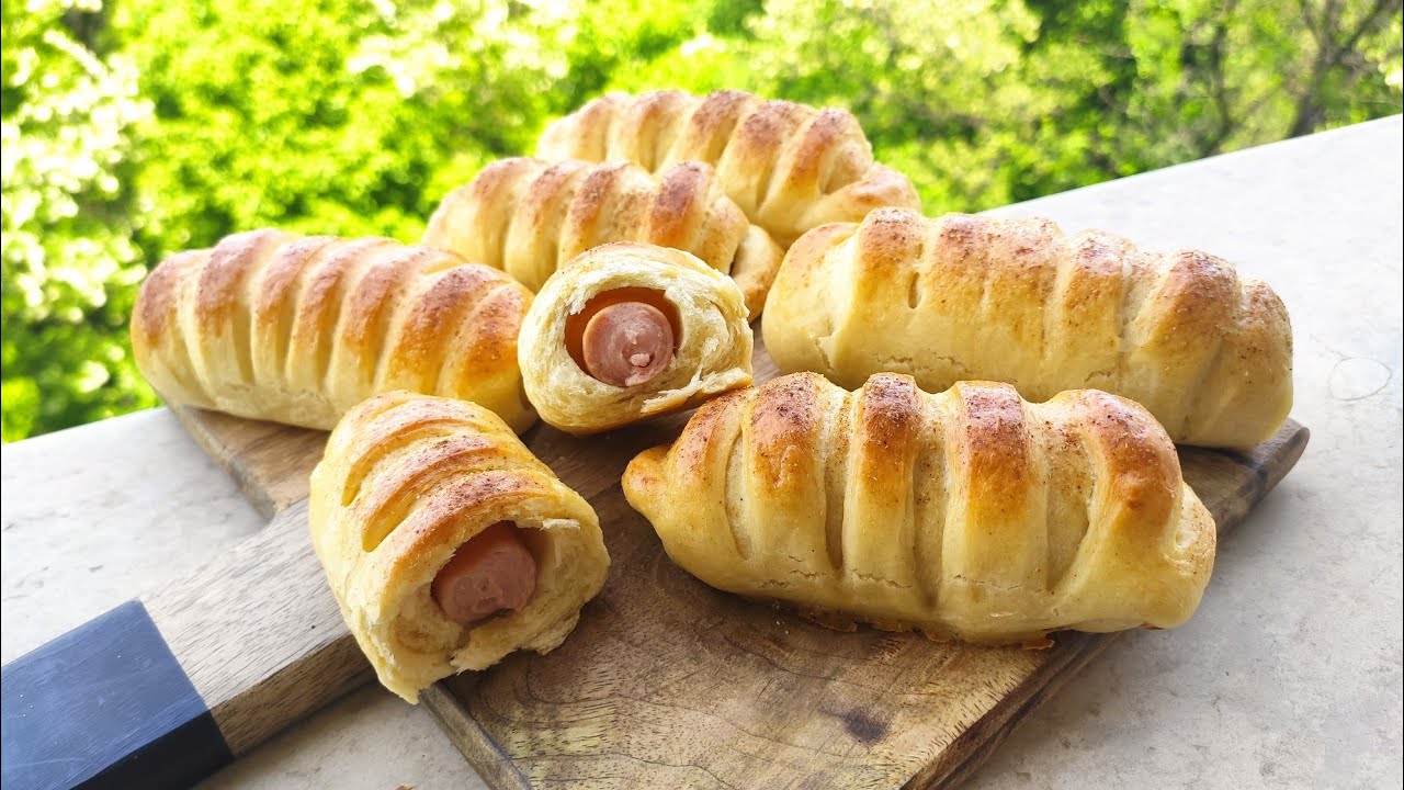 Мягкие как хлопок круассаны с колбасой