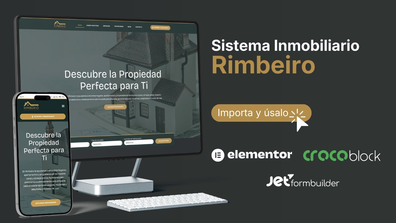 Plantilla Inmobiliaria Profesional Rimbeiro Elementor Pro y Jet Engine plugins