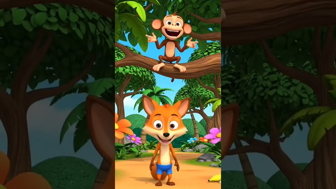 Caption (English):A true friendship begins with kindness — watch the monkey and fox share fun,