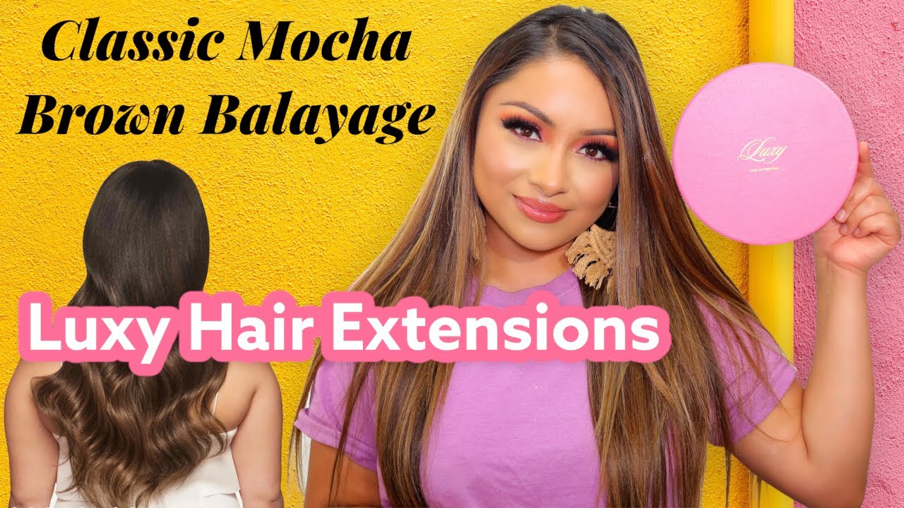 LUXY HAIR REVIEW 20 INCH CLASSIC MOCHA BROWN BALAYAGE CLIP IN EXTENSIONS