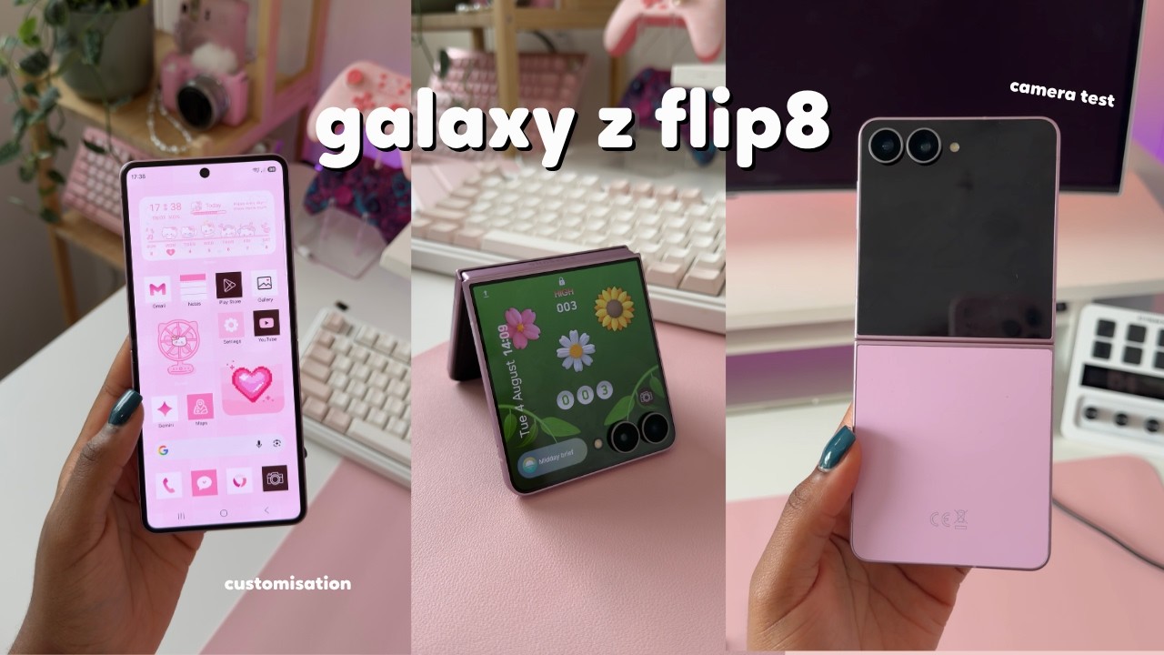 pink galaxy z flip8 🎀 unboxing, customisation & camera test