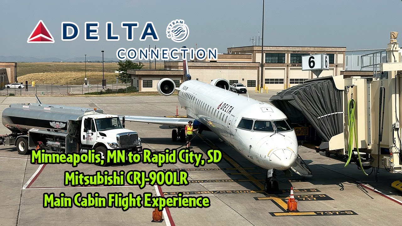 Delta Airlines CRJ-900 Minneapolis to Rapid City Main Cabin Flight Experience