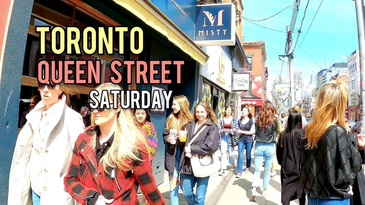 Toronto Queen Street Downtown walking Tour Canada 4K
