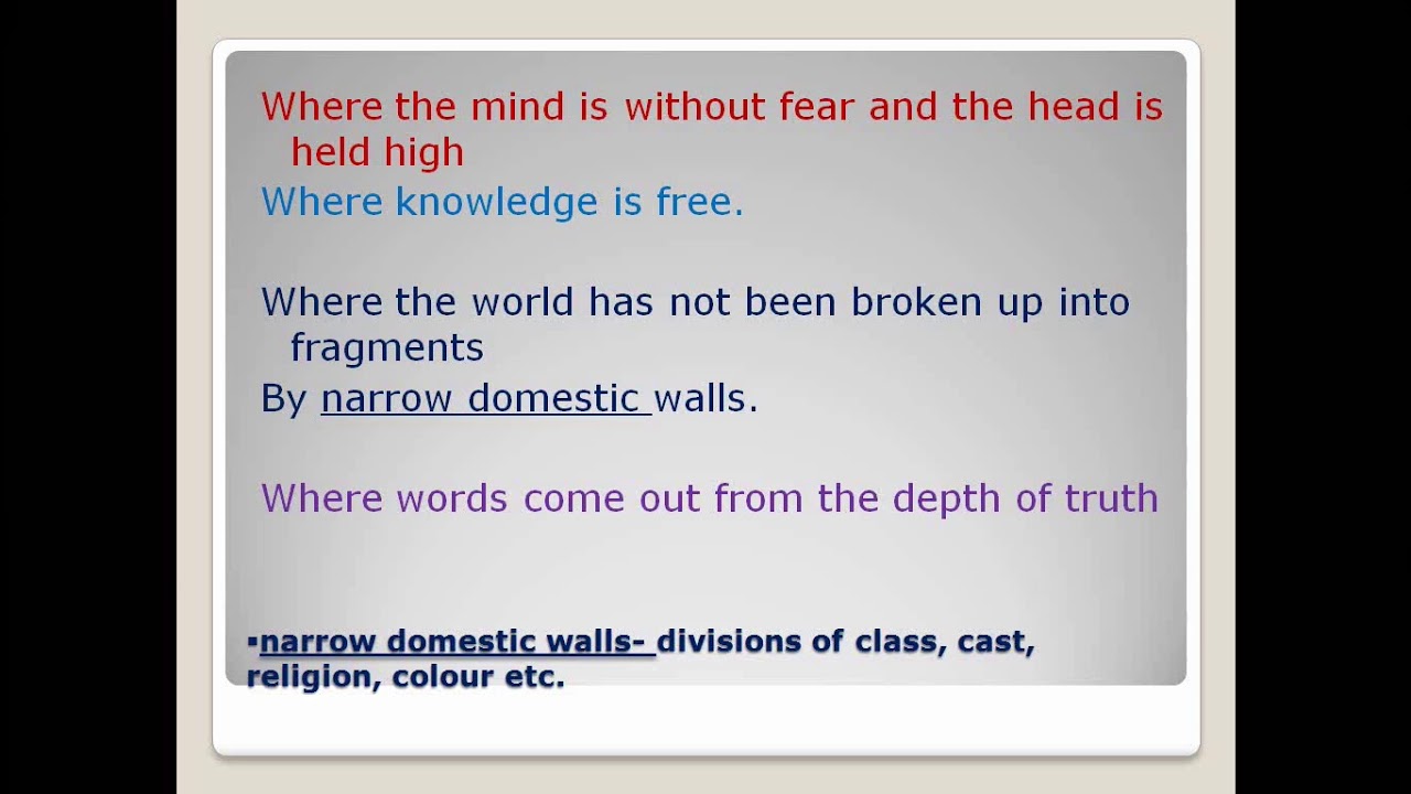 Where the Mind is Without Fear....  by Rabindranath Tagore