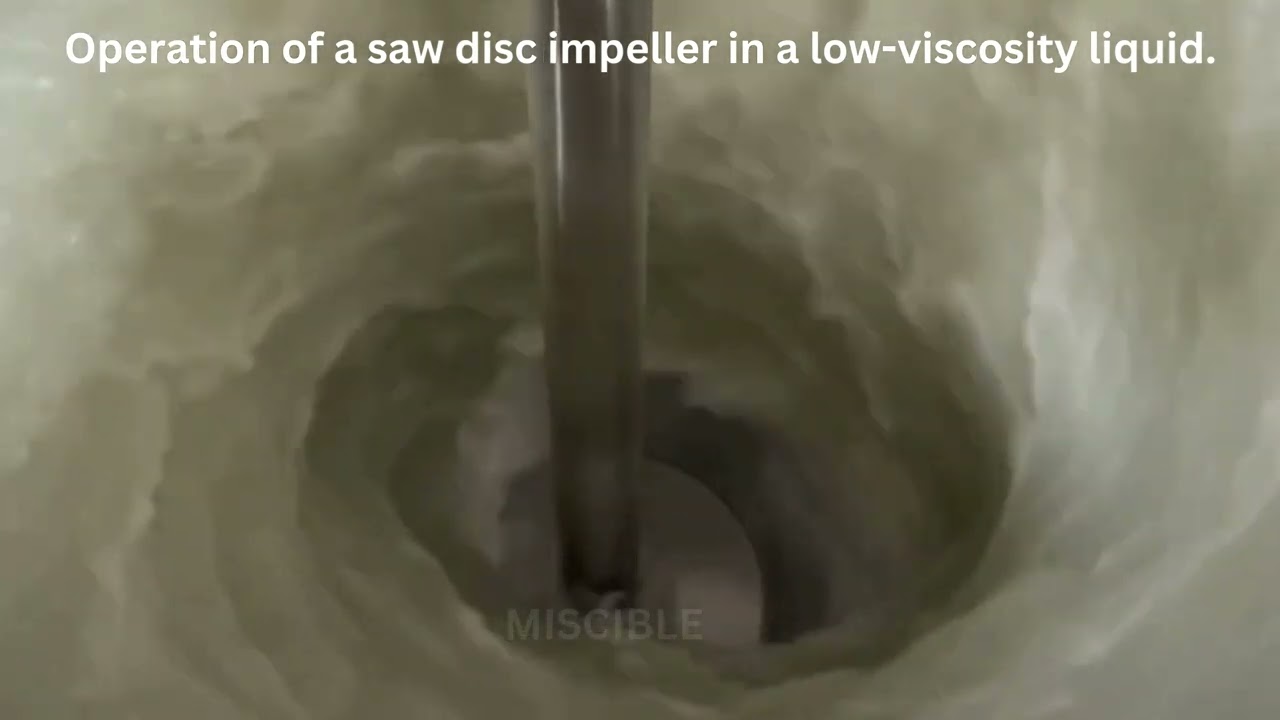 Operation of a saw disc impeller in a low-viscosity liquid.