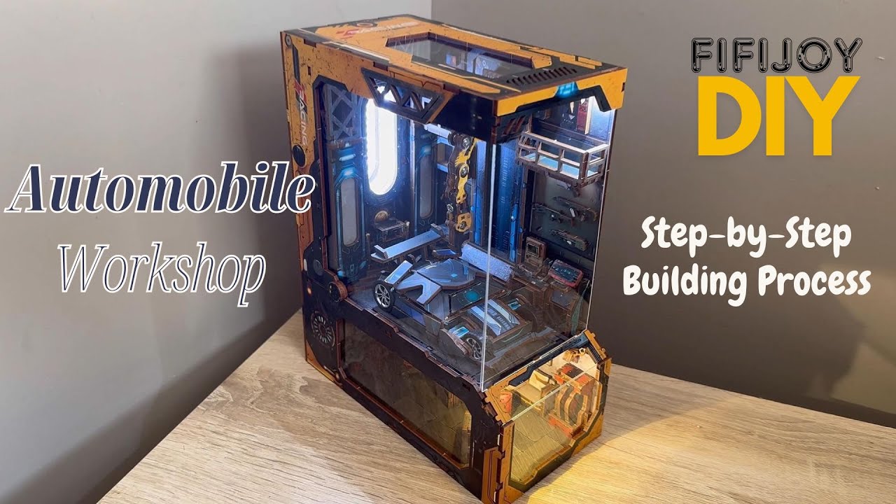 FIFIJOY Automobile Workshop DIY Book Nook Kit || Step-by-Step Building Process - Relaxing Video