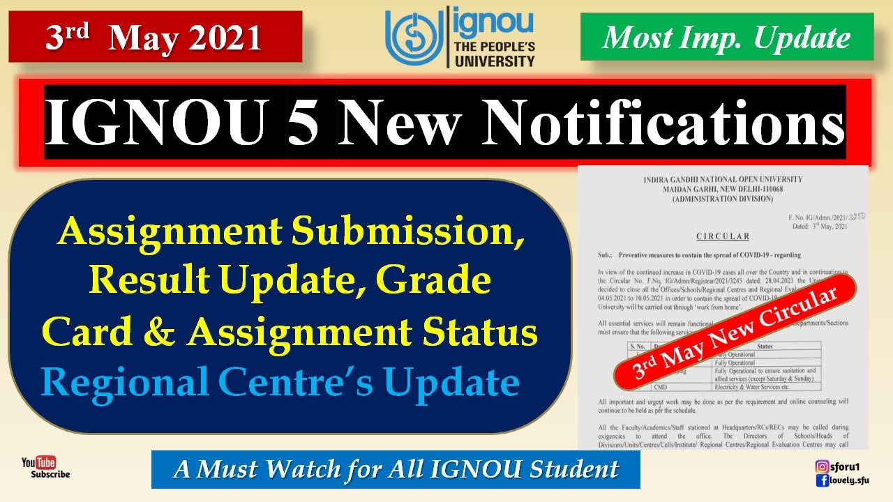 IGNOU 5 New Notifications || IGNOU Important Information for All Students || IGNOU Regional Centres