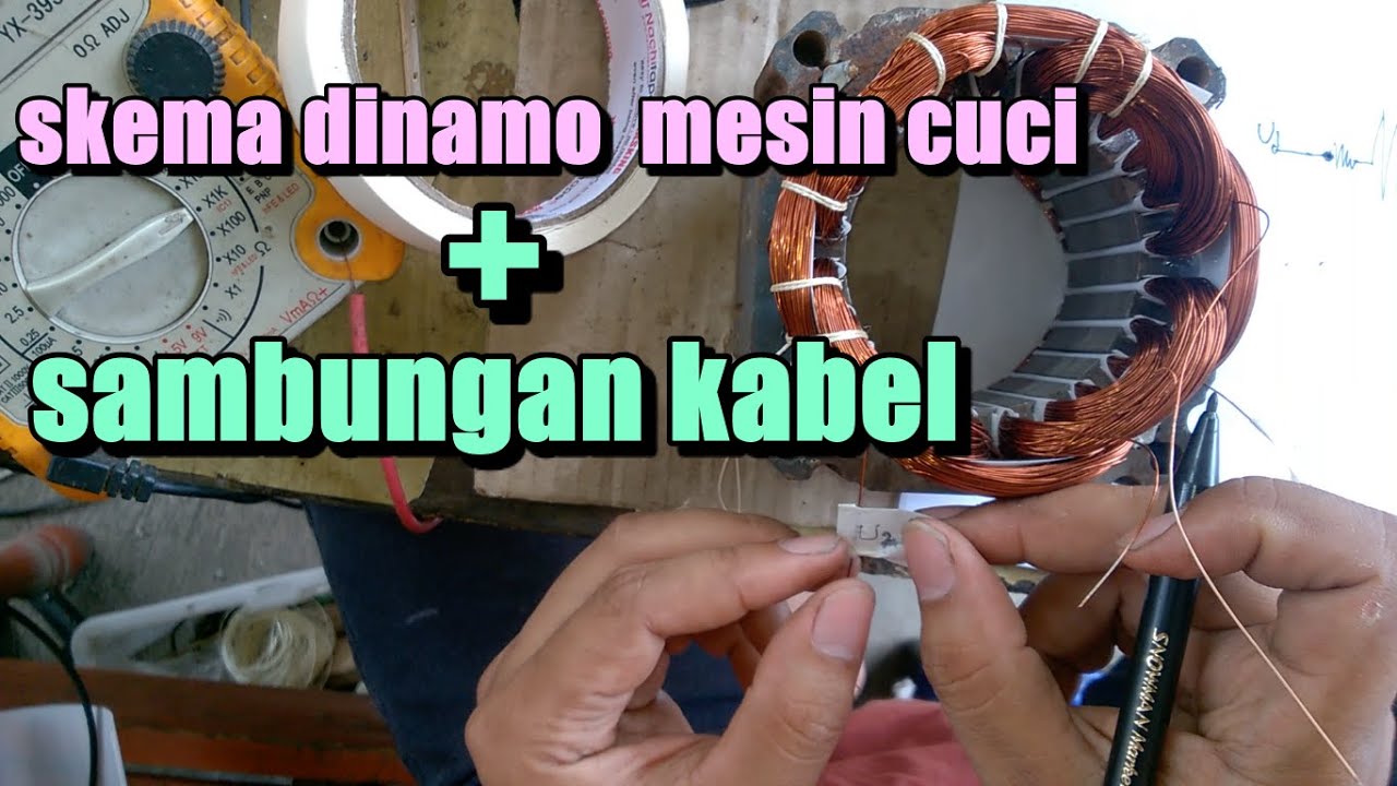 Skema dinamo mesin cuci (wash motor) dan penyambungan kabel
