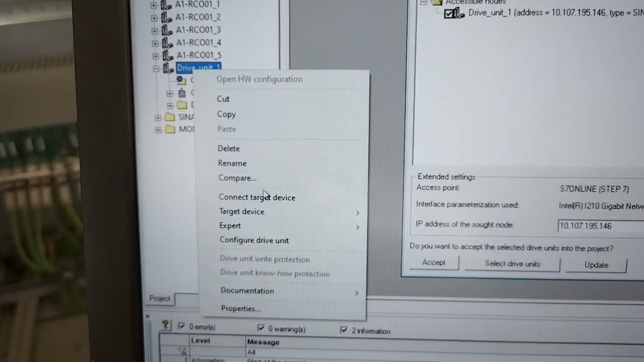 Making a Backup Drives using Starter, Drives Siemens Sinamics G120