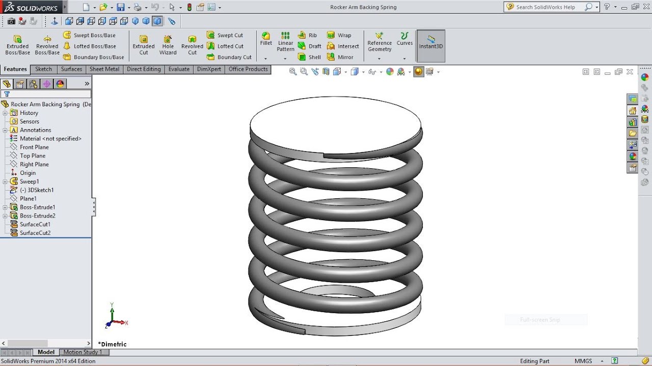 SolidWorks Tutorial Rocker Arm Backing Spring